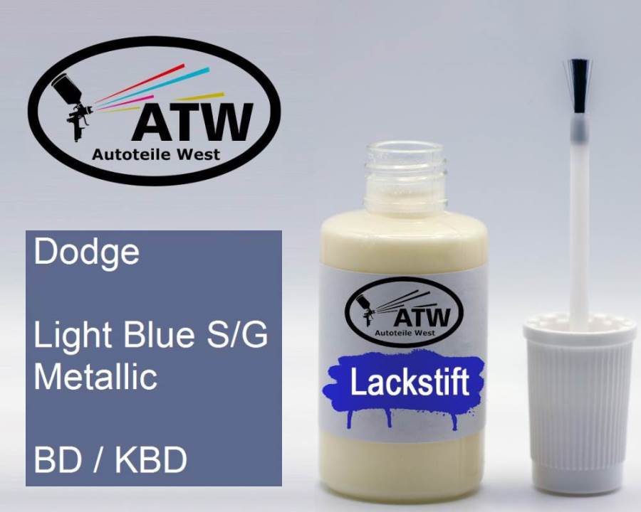 Dodge, Light Blue S/G Metallic, BD / KBD: 20ml Lackstift, von ATW Autoteile West.